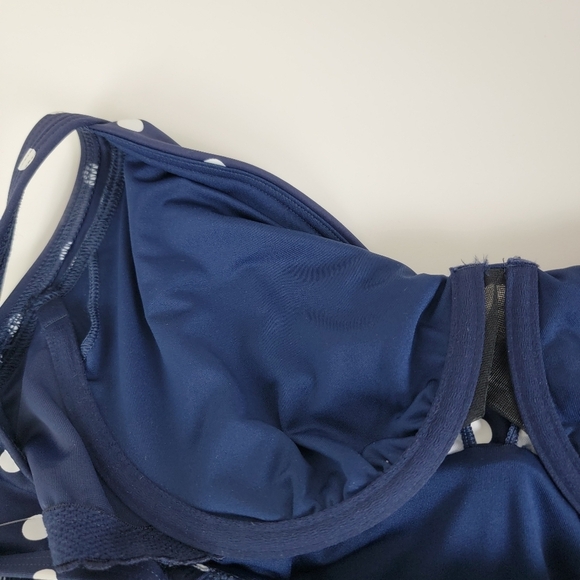 Lands' End Deep Sea Polka Dot V-Neck Wrap Underwire Tankini Swim Top Sz 12 NEW‎ - Picture 8 of 14